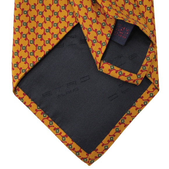 Etro Orange Geometric Print 100% Silk Tie - Picture 3 of 3